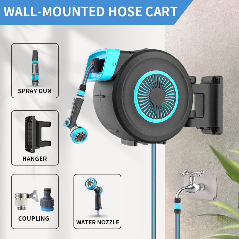 Garden Hose Reel Automatic Retractable 30M - Automatic Retractable Water Hose Stand, Garden