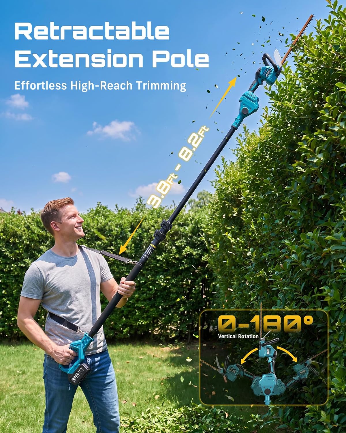 6-in-1 Cordless Pole Saw and H - Cordless Hedge Trimmer Pole 2 In 1 评论和价格