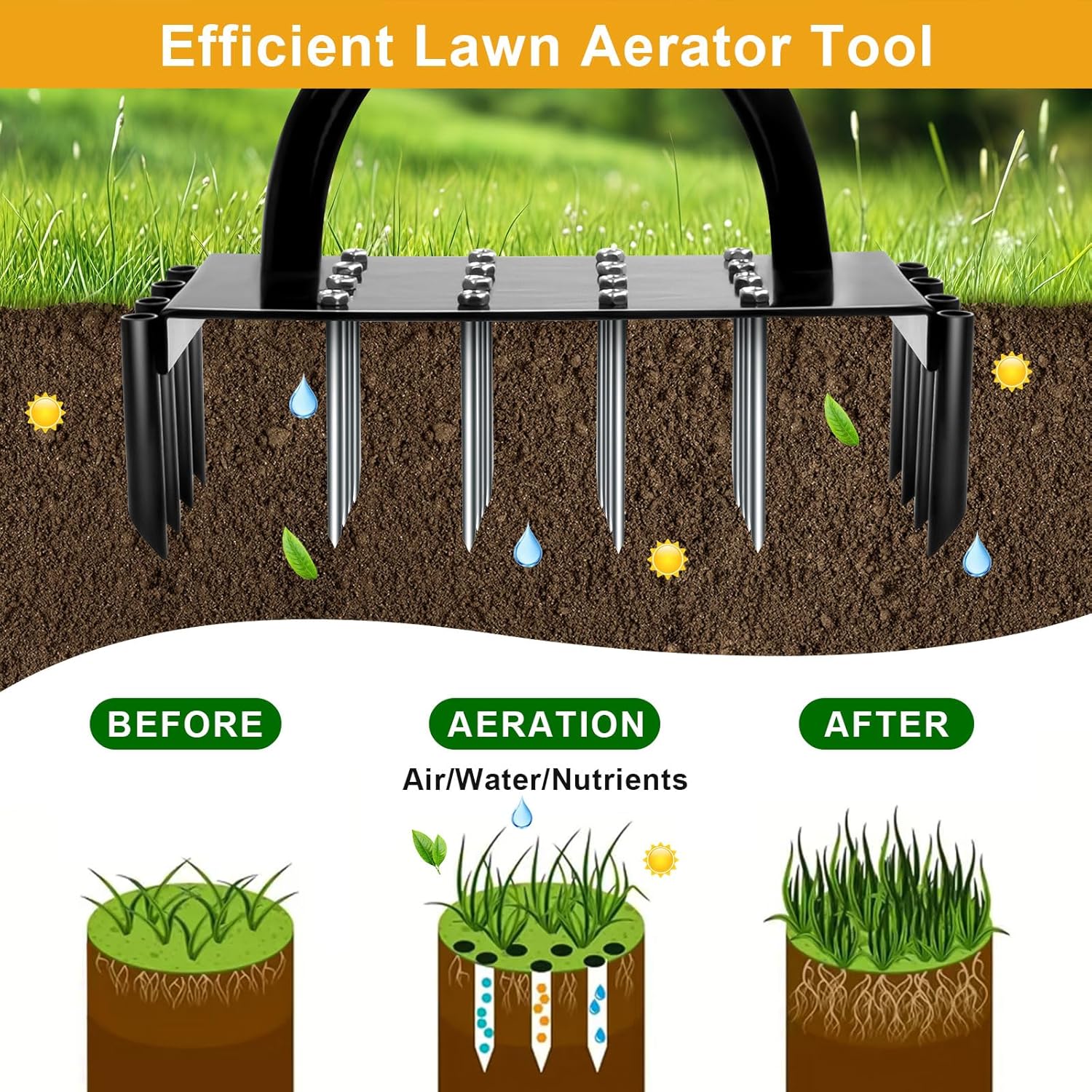 2-in-1 Manual Lawn Aerator Too - Lawn Aerator Shoes Spikes Heavy Duty 评论和价格