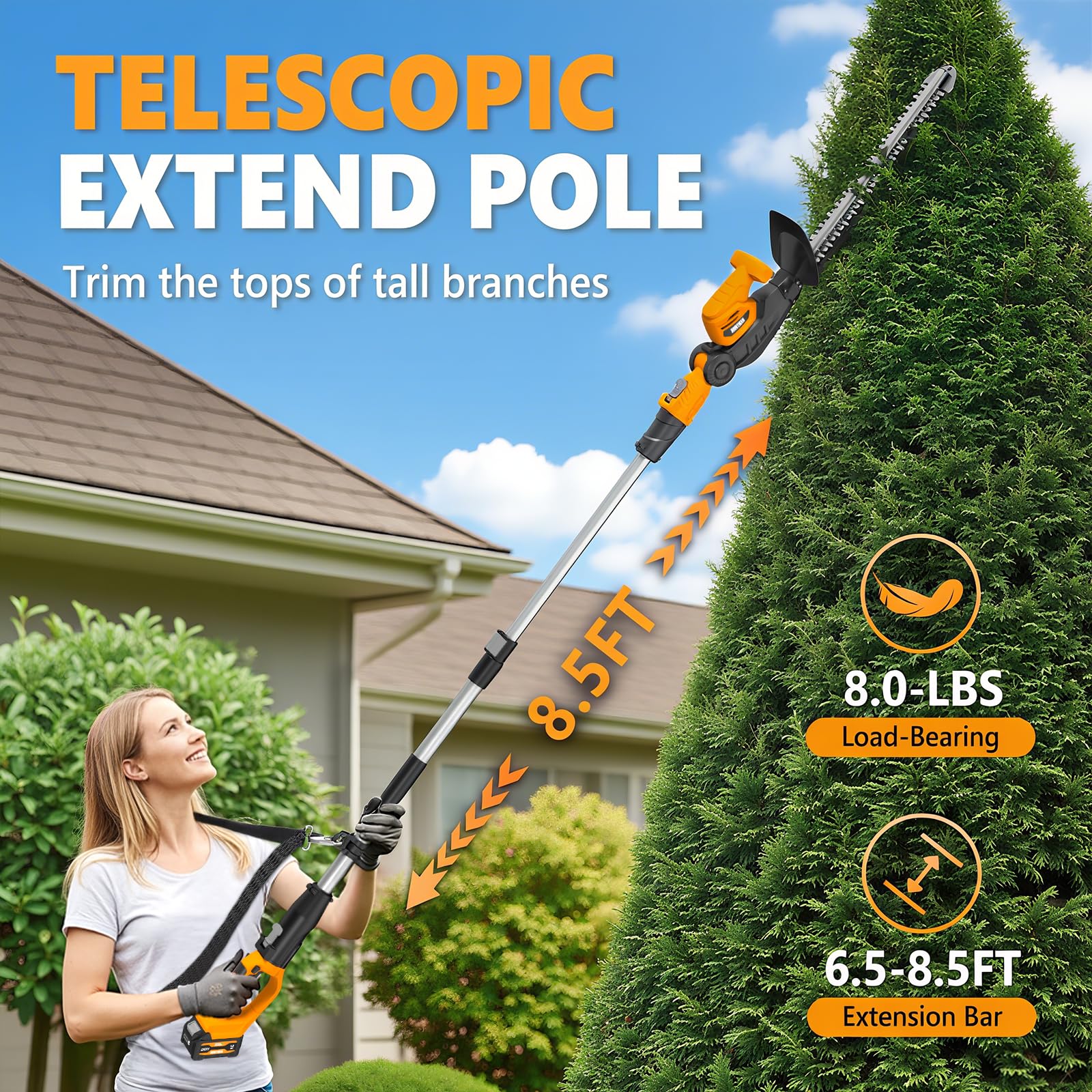 20V 2-in-1 Cordless Pole & Han - Cordless Hedge Trimmer Pole 2 In 1 评论和价格