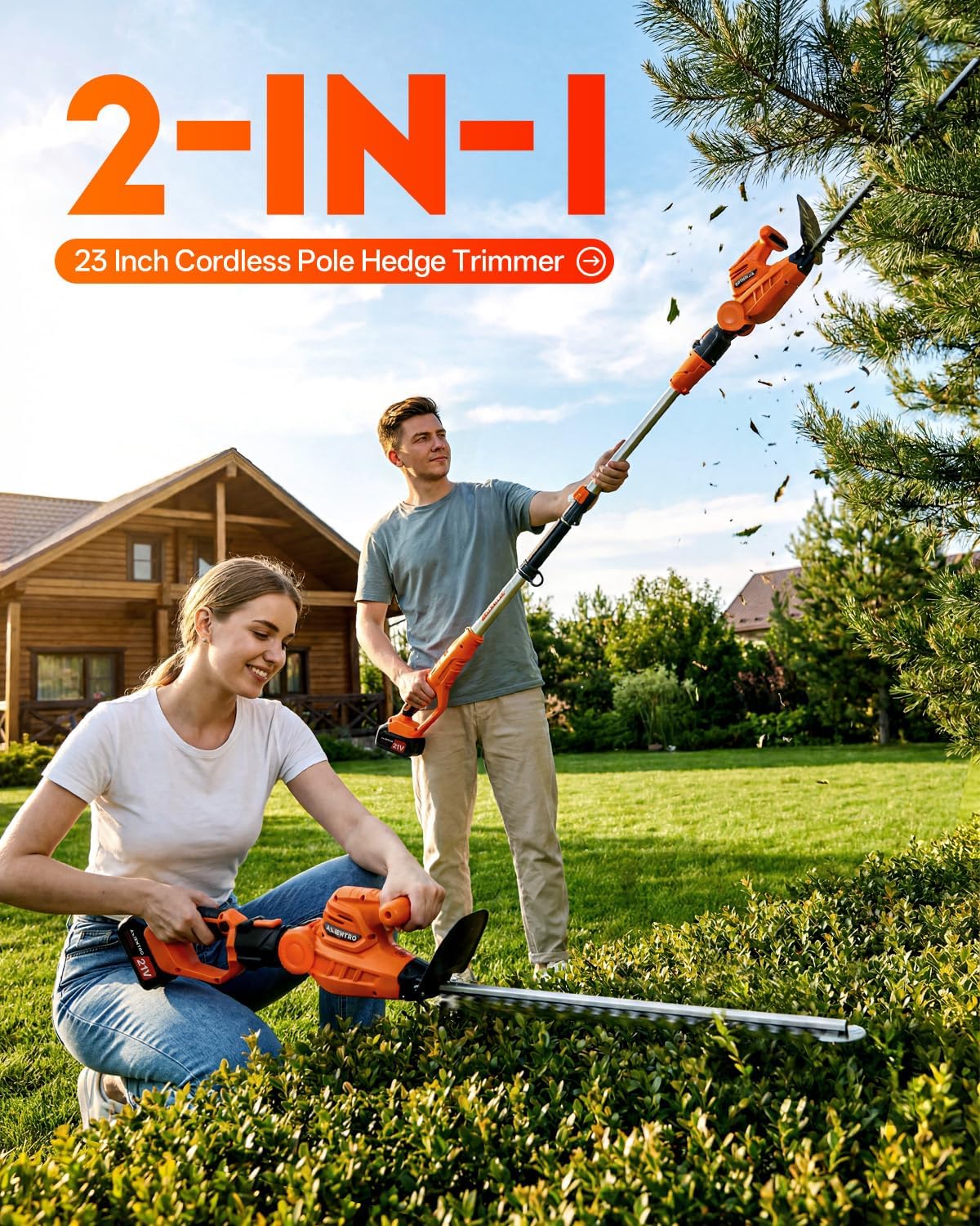 Cordless 2-in-1 Hedge Trimmer, - Cordless Hedge Trimmer Pole 2 In 1 评论和价格