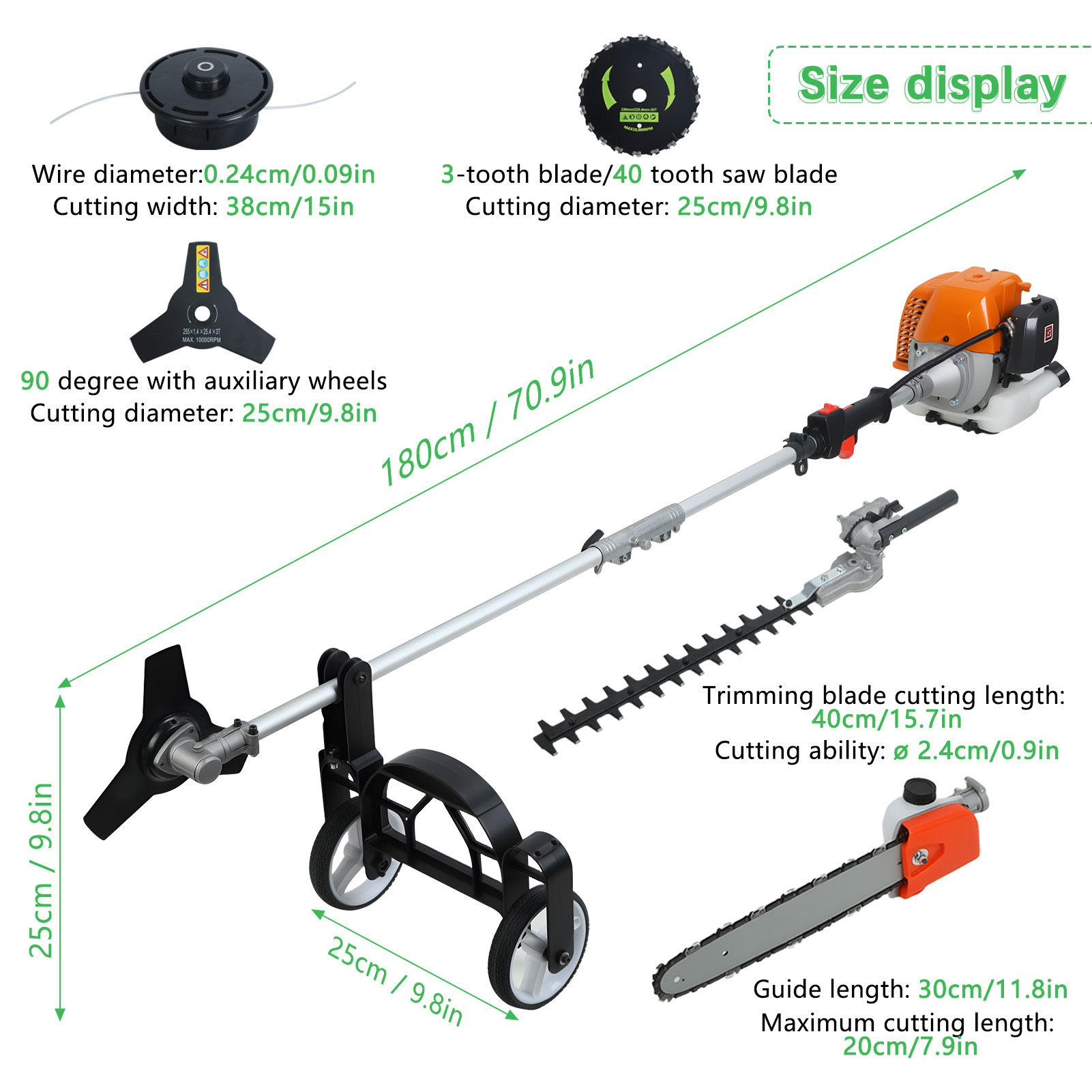 8-in-1 Multi-functional Gas We - Cordless Hedge Trimmer Pole 2 In 1 评论和价格