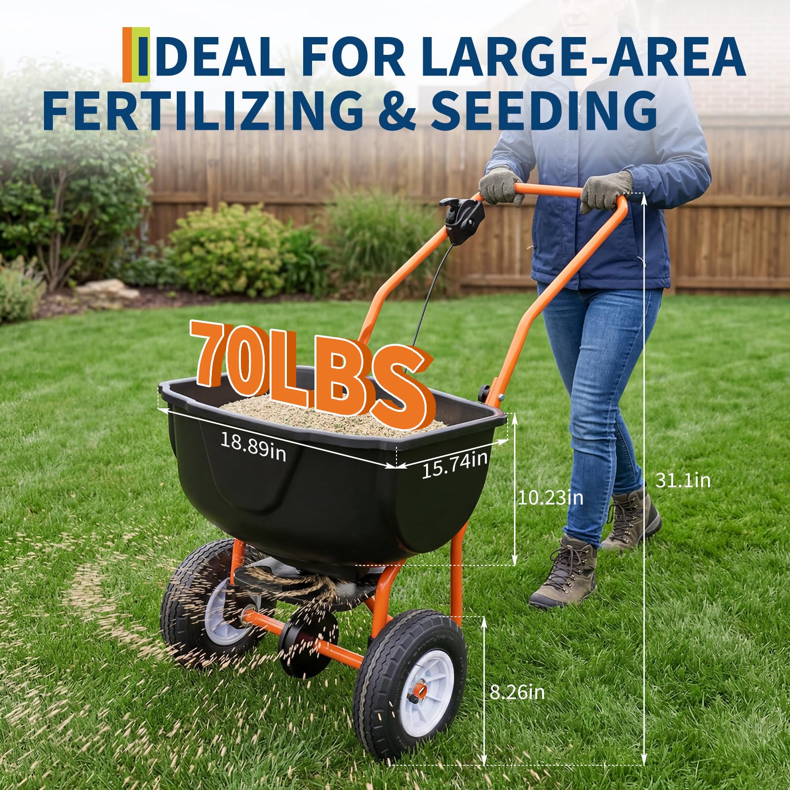 70LB Walk-Behind Broadcast Spr - Fertilizer Spreader Walk Behind Broadcast 评论和价格