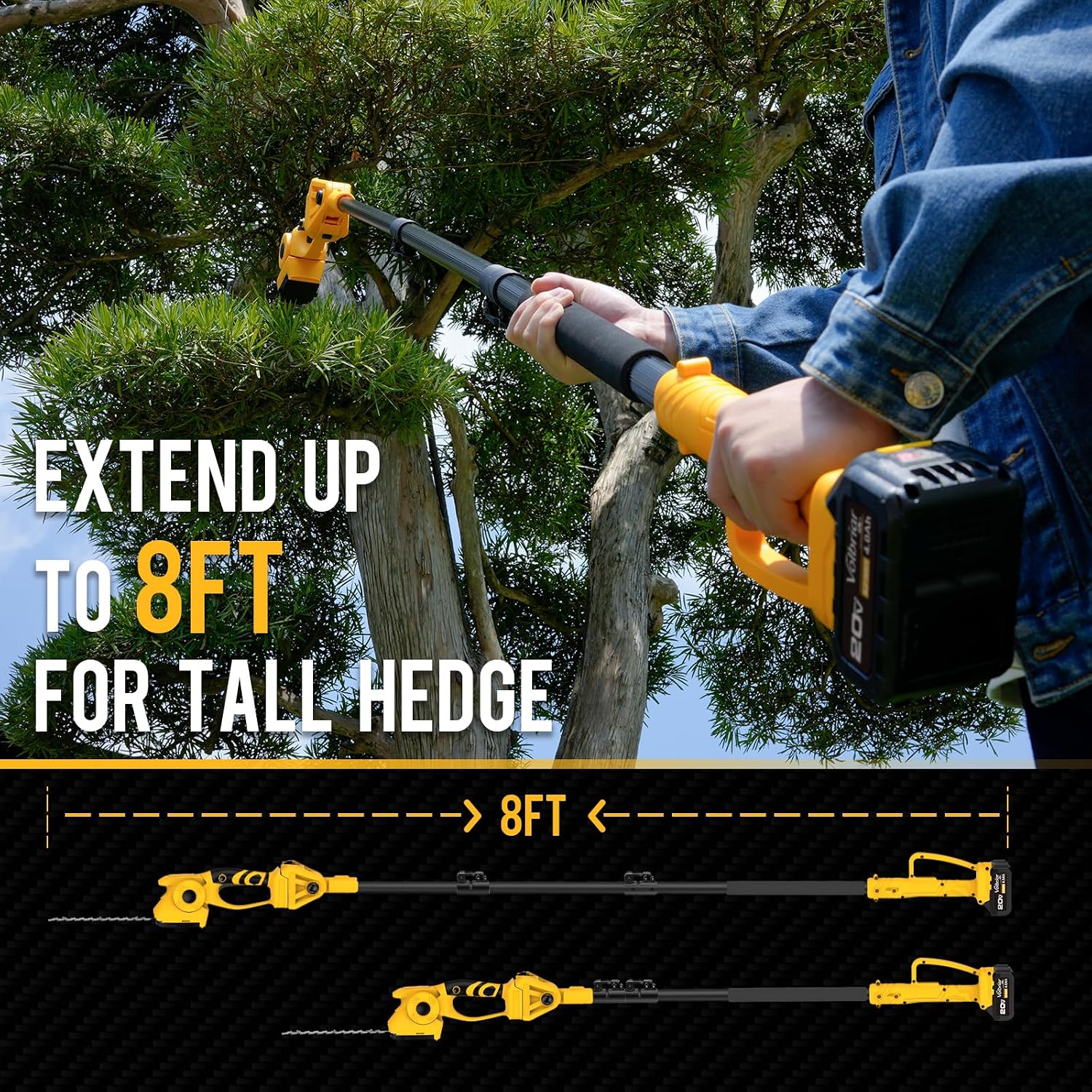 2-in-1 Cordless Pole Hedge Tri - Cordless Hedge Trimmer Pole 2 In 1 评论和价格