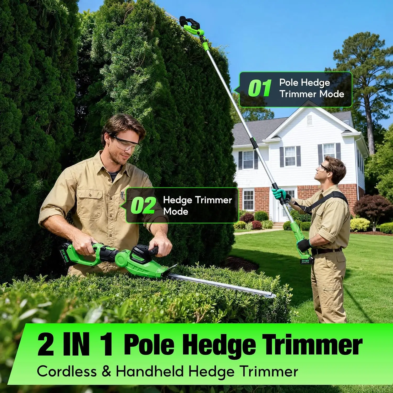 2 in 1 Pole Hedge Trimmer Cord - Cordless Hedge Trimmer Pole 2 In 1 评论和价格