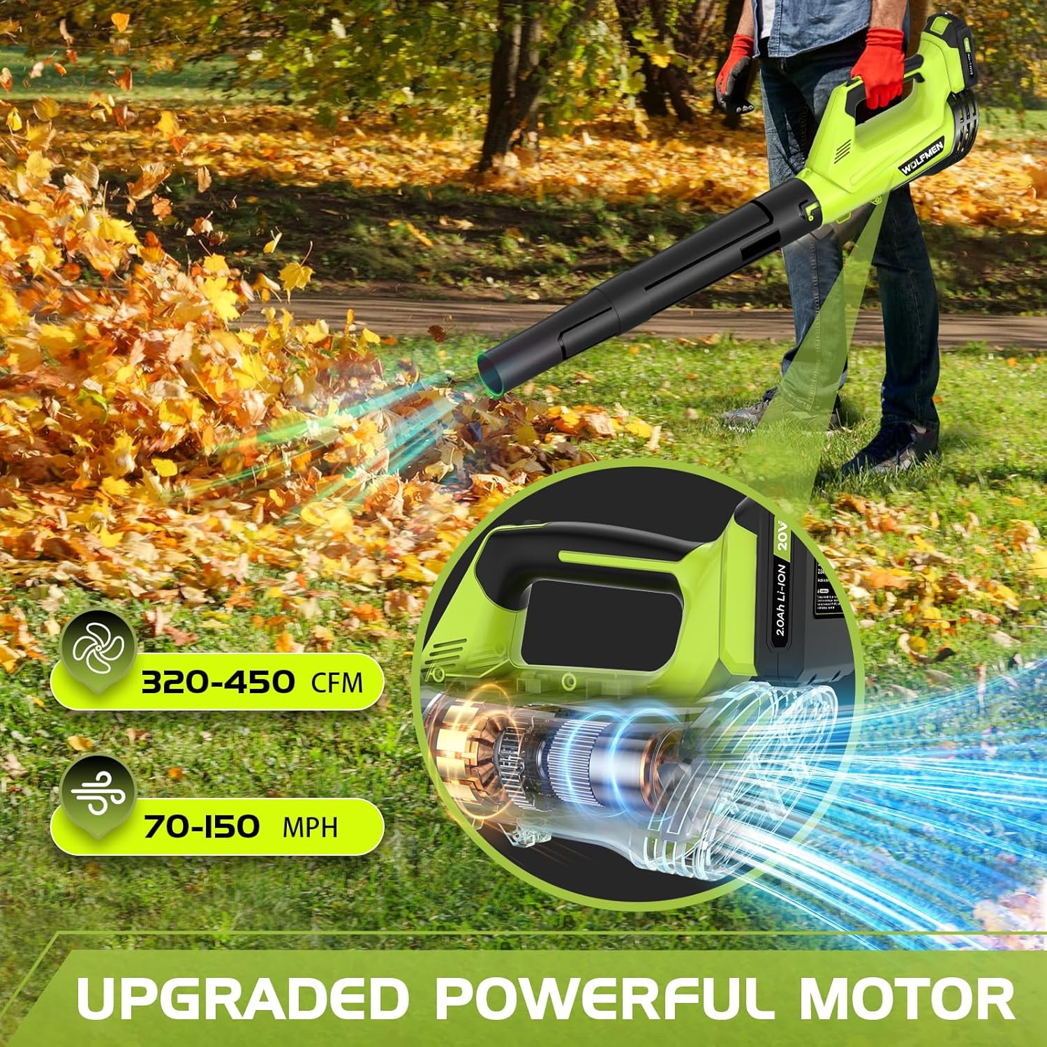 Cordless Electric Leaf Blower, - Cordless Leaf Blower Brushless 20V 评论和价格