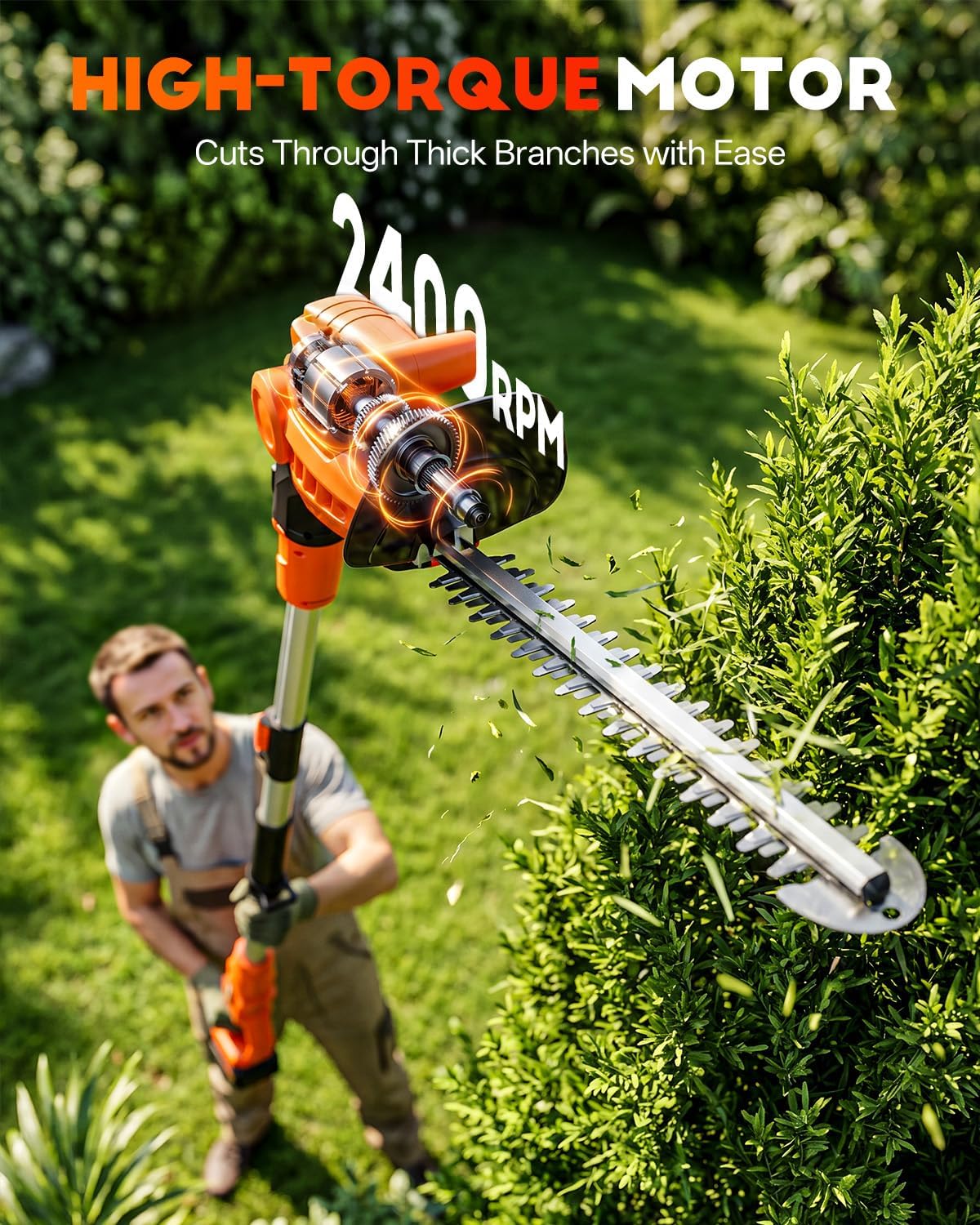 Cordless Hedge Trimmer with 2- - Cordless Hedge Trimmer Pole 2 In 1 评论和价格